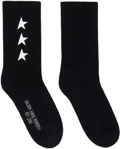 Shop Golden Goose Black Star Socks In 80203 Black/white