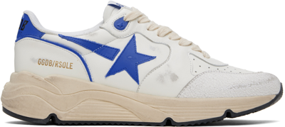 Shop Golden Goose White & Blue Running Sole Sneakers In 10327 White/bluette