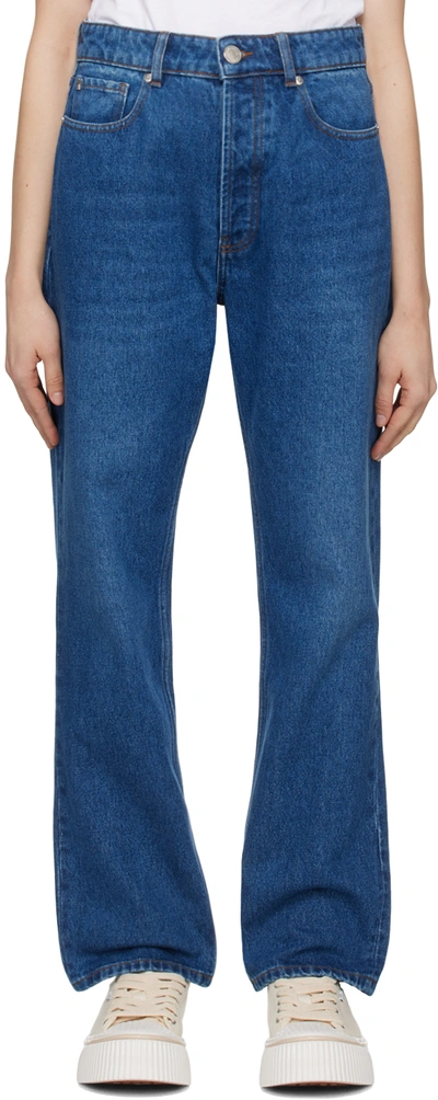 Shop Ami Alexandre Mattiussi Blue Low-rise Jeans In Used Blue/480