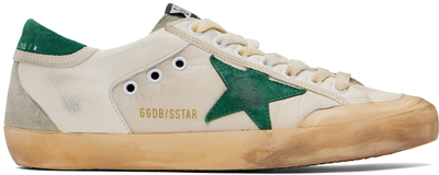 Shop Golden Goose Off-white & Green Super-star Sneakers In White/green/ice