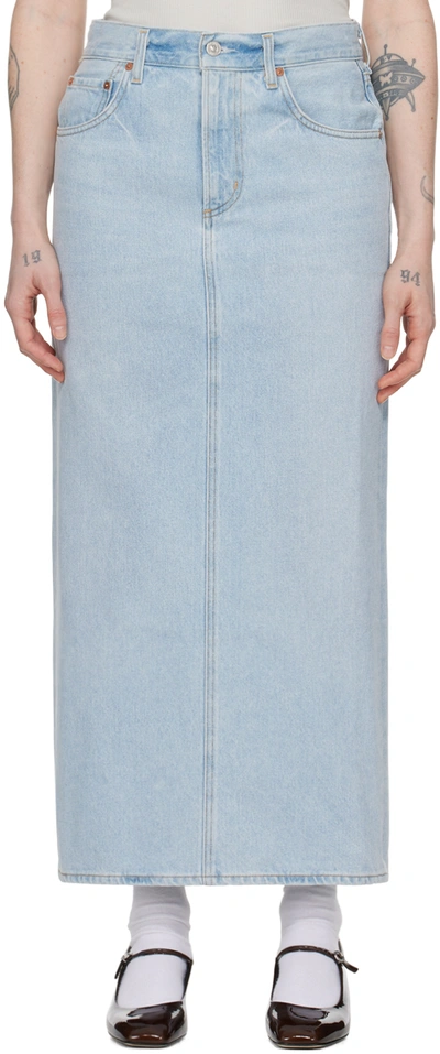 Shop Citizens Of Humanity Blue Verona Denim Maxi Skirt In Frequency