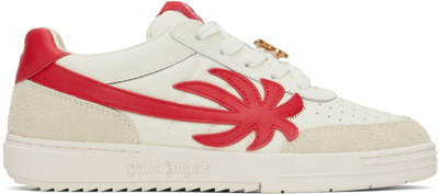 Shop Palm Angels White & Red Palm Beach University Sneakers In White Red