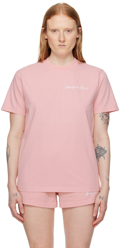 Shop Sporty And Rich Pink Syracuse T-shirt In Rose