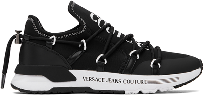 Shop Versace Jeans Couture Black Dynamic Sneakers In El01 Black/white