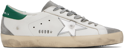 Shop Golden Goose White & Gray Super-star Suede Sneakers In Whit/gry/silver/gren