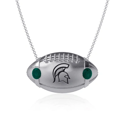 Shop Dayna Designs Michigan State Spartans Football Necklace In Silver