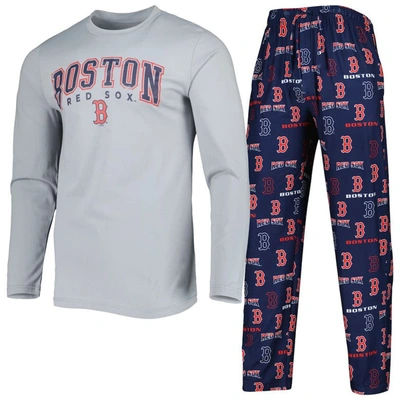 Shop Concepts Sport Navy/gray Boston Red Sox Breakthrough Long Sleeve Top & Pants Sleep Set