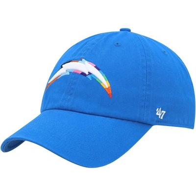 Shop 47 ' Powder Blue Los Angeles Chargers Pride Clean Up Adjustable Hat