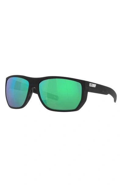 Costa Del Mar Santiago 63mm Oversize Polarized Rectangular Sunglasses In Black