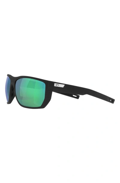 Costa Del Mar Santiago 63mm Oversize Polarized Rectangular Sunglasses In Black
