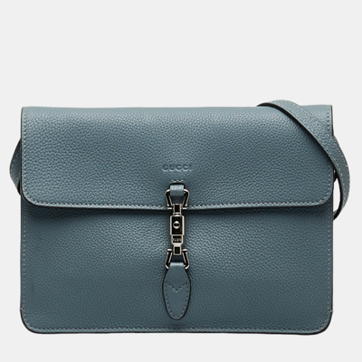 Pre-owned Gucci Blue Leather New Jackie Crossbody Bag