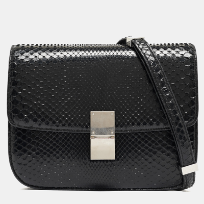 Pre-owned Celine Black Python Medium Classic Box Shoulder Bag