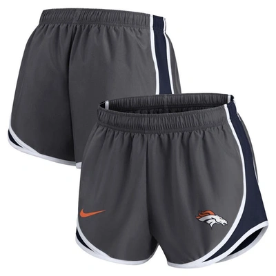 Shop Nike Charcoal Denver Broncos Logo Performance Tempo Shorts