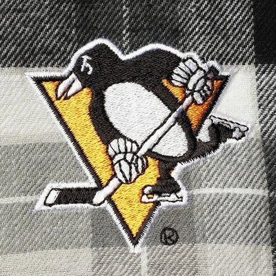 Shop Antigua Black/gray Pittsburgh Penguins Ease Plaid Button-up Long Sleeve Shirt