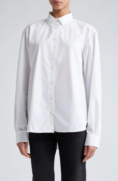 Shop Totême Signature Organic Cotton Poplin Button-up Shirt In White
