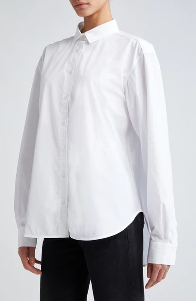 Shop Totême Signature Organic Cotton Poplin Button-up Shirt In White