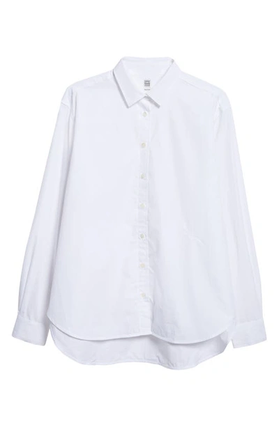 Shop Totême Signature Organic Cotton Poplin Button-up Shirt In White