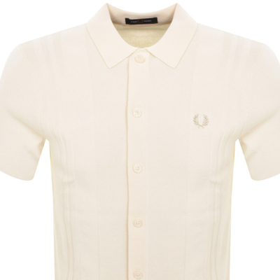 Shop Fred Perry Long Sleeved Knit Shirt Cream