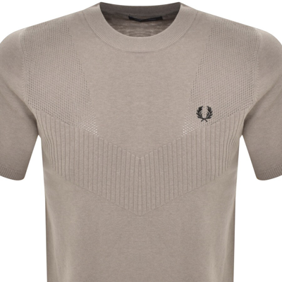Shop Fred Perry Pointelle Detail Knitted T Shirt Grey