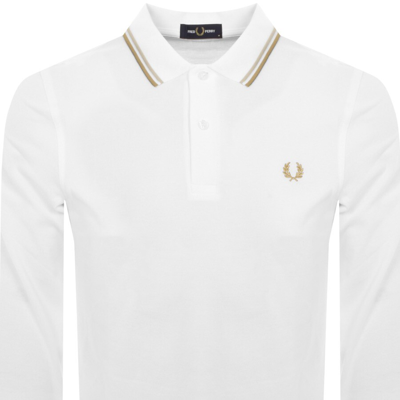 Shop Fred Perry Long Sleeved Polo T Shirt White