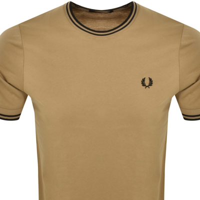 Shop Fred Perry Twin Tipped T Shirt Khaki