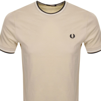 Shop Fred Perry Twin Tipped T Shirt Beige