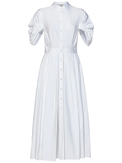 Shop Alexander Mcqueen Midi Dress In Bianco