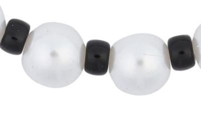 Shop Tasha Beaded Imitation Pearl Choker Necklace In White/ Black