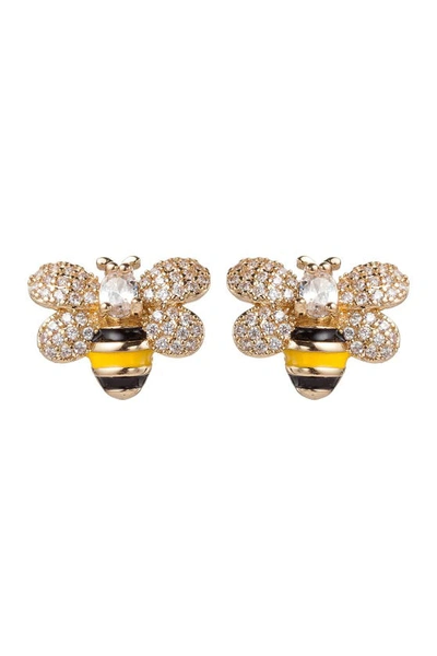 Shop Eye Candy Los Angeles Honeybee Cz Pave Stud Earrings In Gold