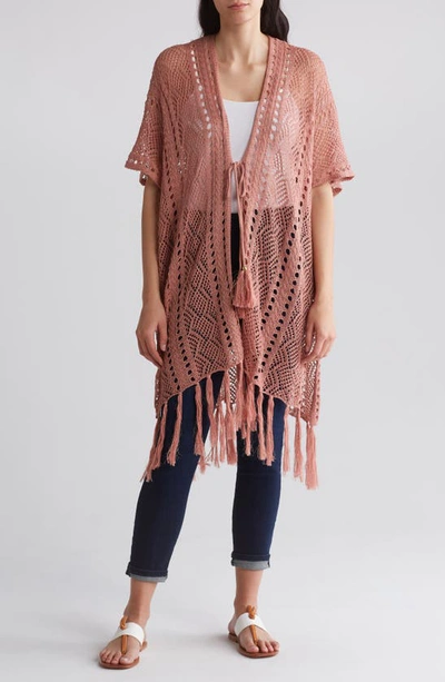 Shop Vince Camuto Crochet Cover-up Wrap In Clay