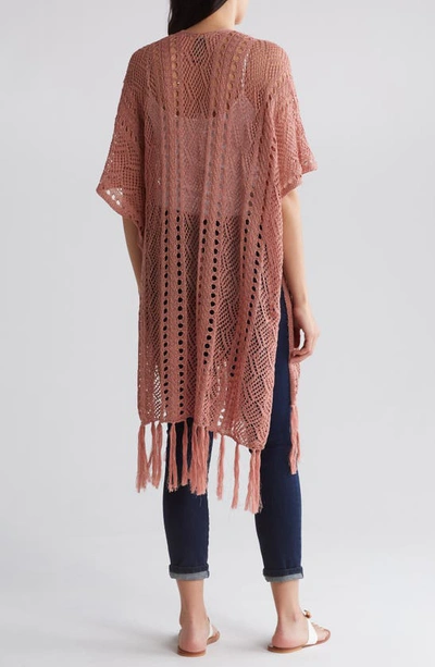 Shop Vince Camuto Crochet Cover-up Wrap In Clay