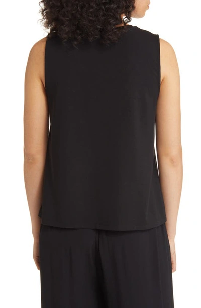 Shop Eileen Fisher V-neck Stretch Jersey Tank In Seaweed
