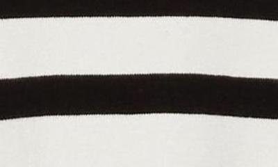 Shop Laundry By Shelli Segal Mock Neck Button Sleeve Jersey Sweater In White/ Black Stripe