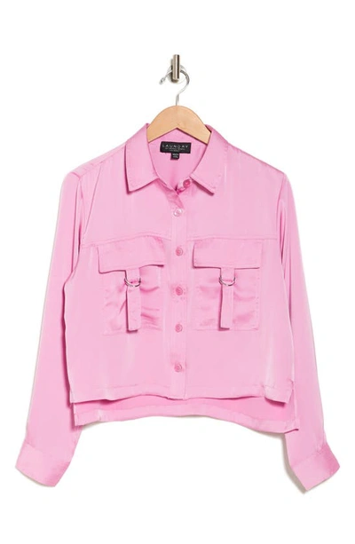 Shop Laundry By Shelli Segal Satin Cargo Jacket In Pink/lavender