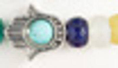 Eye Candy Los Angeles Rainbow Faceted Agate Bracelet Set In Silver