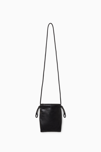 Shop Cos Cavatelli Drawstring Pouch - Leather In Black