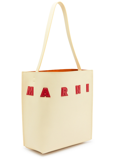 Shop Marni Museo Small Leather Tote In White