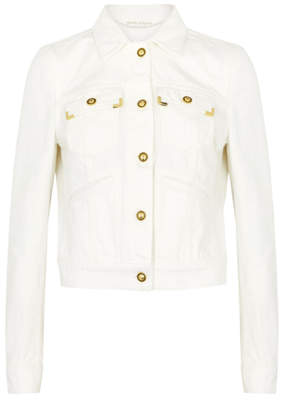 Shop Palm Angels Denim Jacket In Off White
