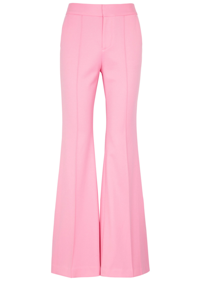 Shop Alice And Olivia Danette Flared Woven Trousers In Light Pink