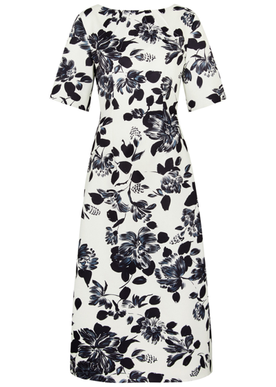 Shop Emilia Wickstead Kora Floral-print Faille Maxi Dress In White And Black