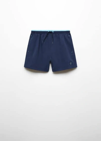 Shop Mango Basic Drawstring Swimsuit Dark Navy In Bleu Marine Foncé