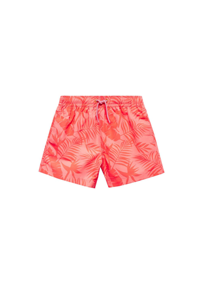 Shop Mango Leaf-print Swimsuit Coral Red In Corail