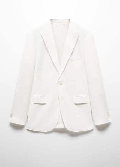 Shop Mango Slim Fit Linen And Cotton Suit Jacket White In Blanc