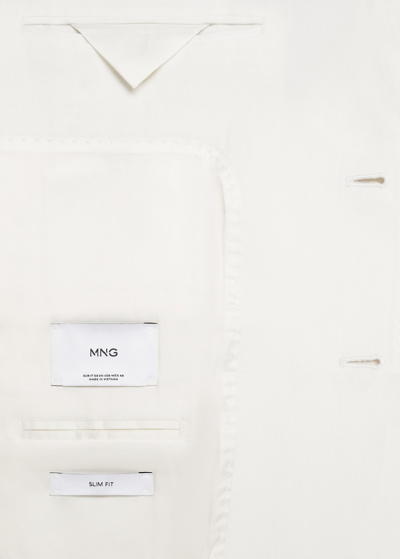 Shop Mango Slim Fit Linen And Cotton Suit Jacket White In Blanc