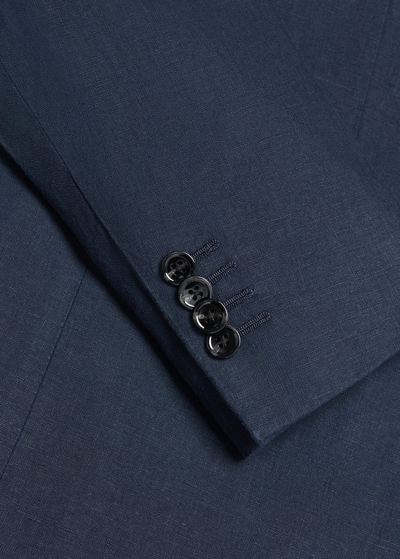 Shop Mango 100% Linen Slim-fit Suit Blazer Dark Navy In Bleu Marine Foncé