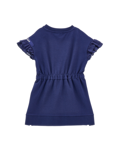 Shop Monnalisa Rhinestone Sweatshirt Dress In Navy Blue