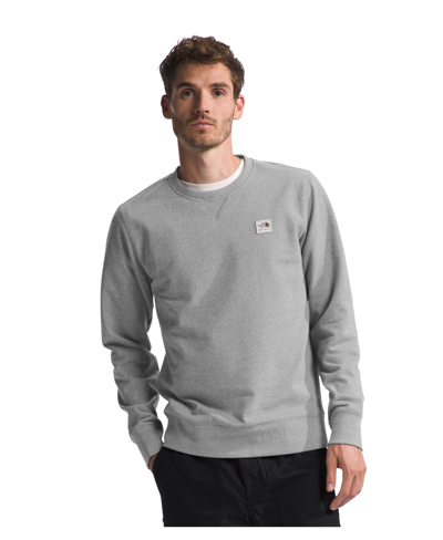 Shop The North Face Men's Heritage-like Patch Crew Neck Sweatshirt In Tnf Medium Gray Heather,white