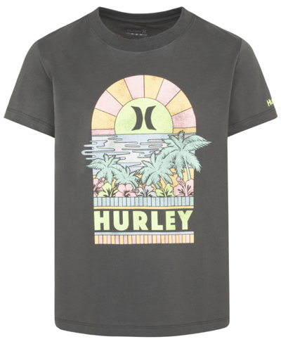Shop Hurley Big Girls Sunset Short Sleeves T-shirt In Shadow Black