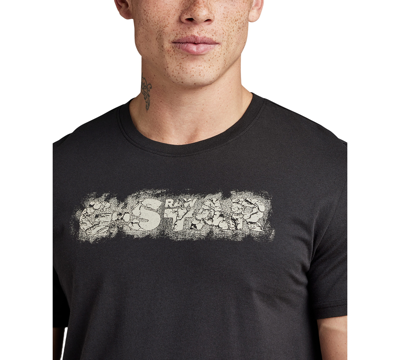 Shop G-star Raw Men's Short Sleeve Crewneck Distressed Logo T-shirt In Dk Black