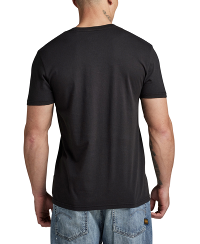Shop G-star Raw Men's Short Sleeve Crewneck Distressed Logo T-shirt In Dk Black